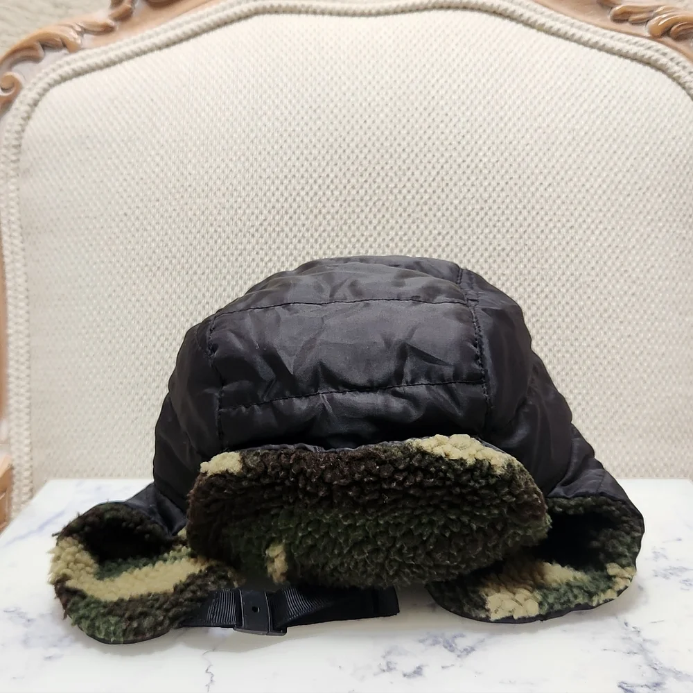 Boys Black & Camo Trapper Hat